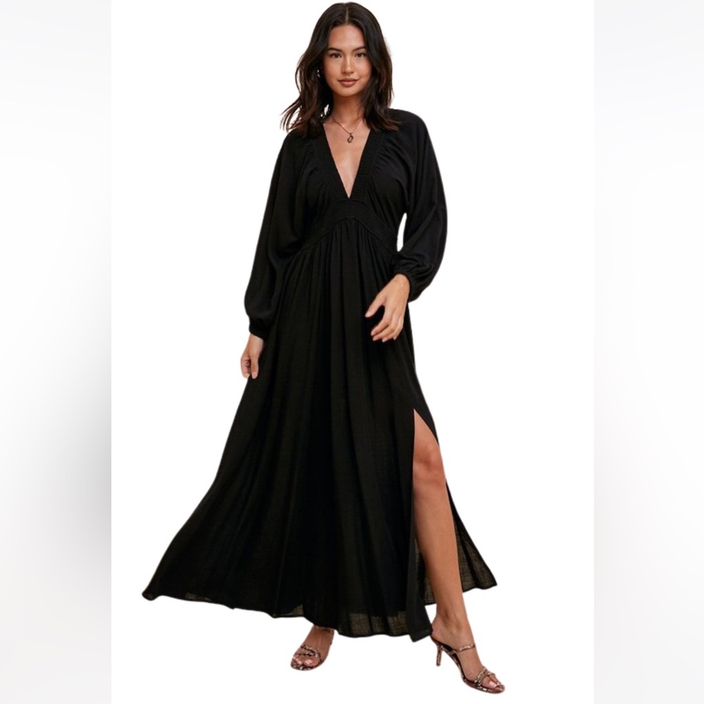 PLUNGE V NECK MAXI DRESS